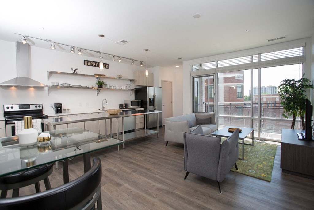 studio apartment living room at 747 Apartments, Indianapolis, 46202