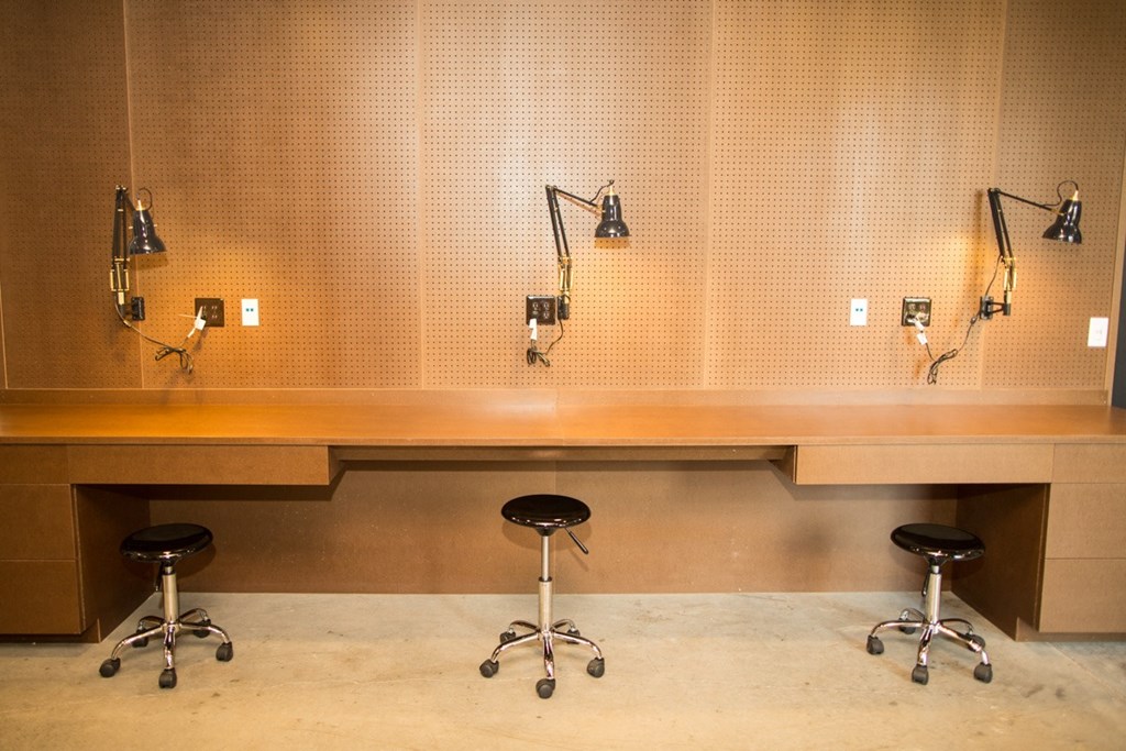 Lounge with work space at Pinnex, Indianapolis, Indiana