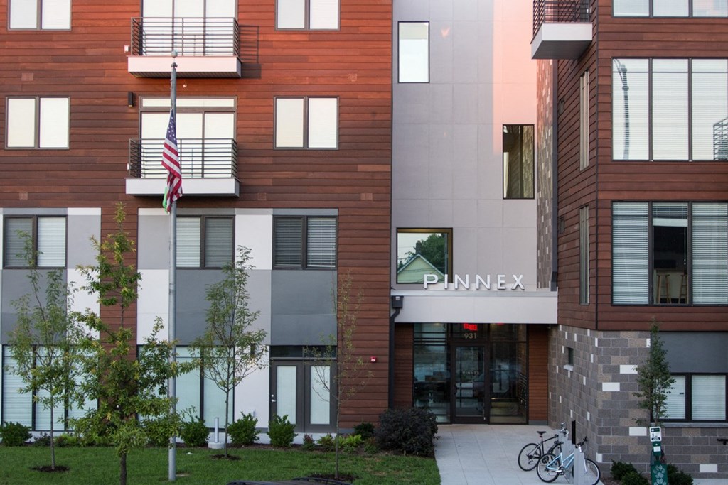 front door of apartment at Pinnex, Indianapolis, IN, 46203