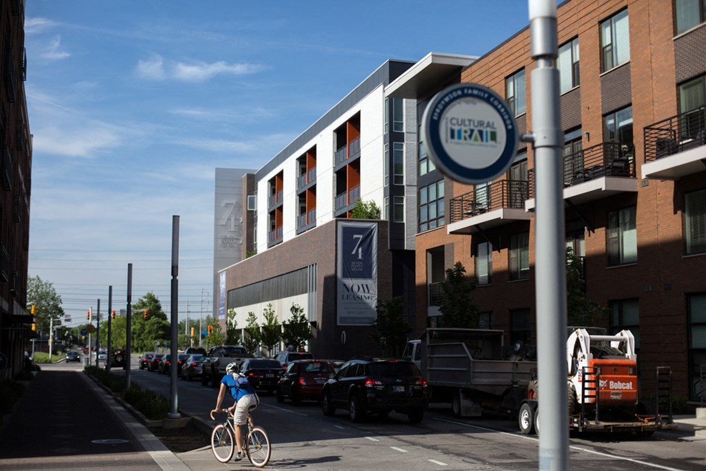 exterior of apartment building  at 747 Apartments, Indianapolis, IN