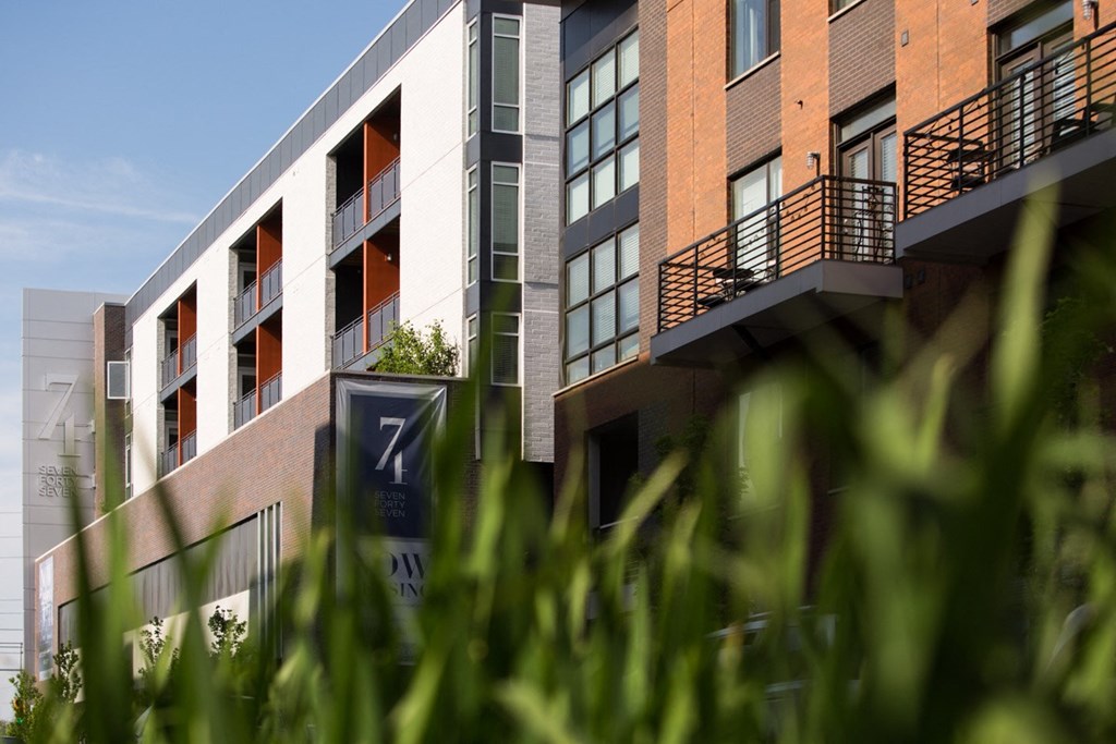 exterior of apartment building at 747 Apartments, Indianapolis