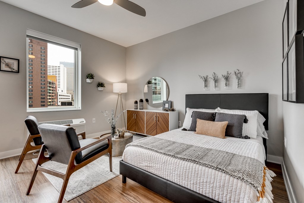 Bedroom interior at Marquee, Minnesota, 55403