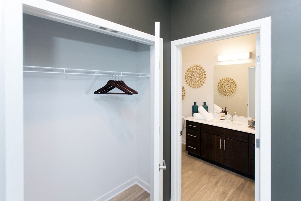closet outside of bathroom at Pinnex, Indianapolis, 46203