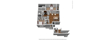 A floor plan of a house with a kitchen, living room, dining room, and bedrooms.