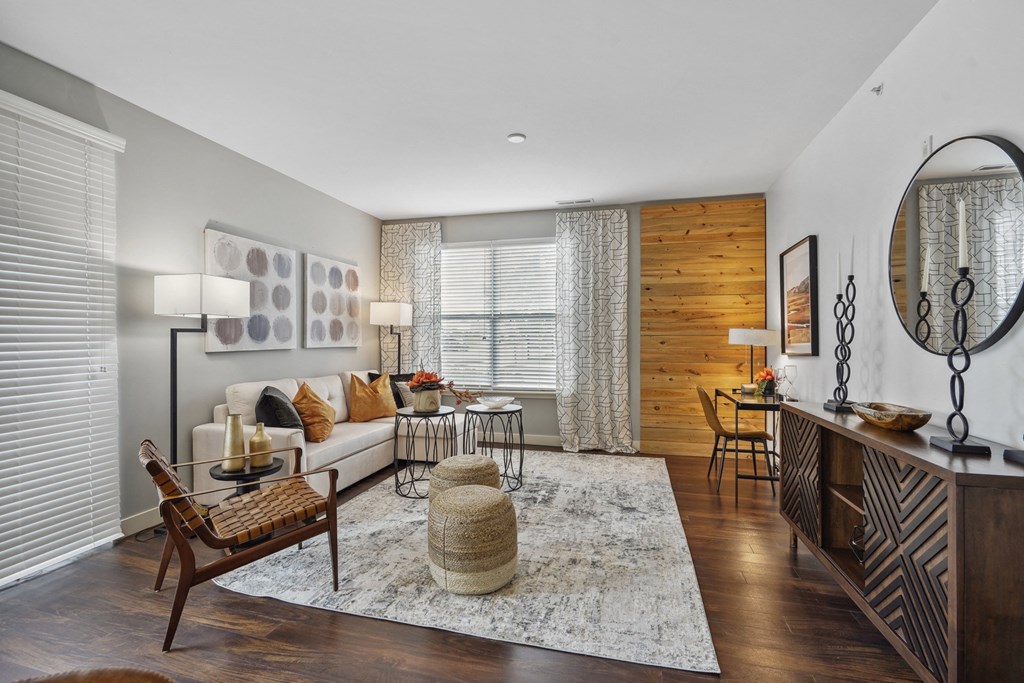 Model Living Room at Penn Circle, Carmel