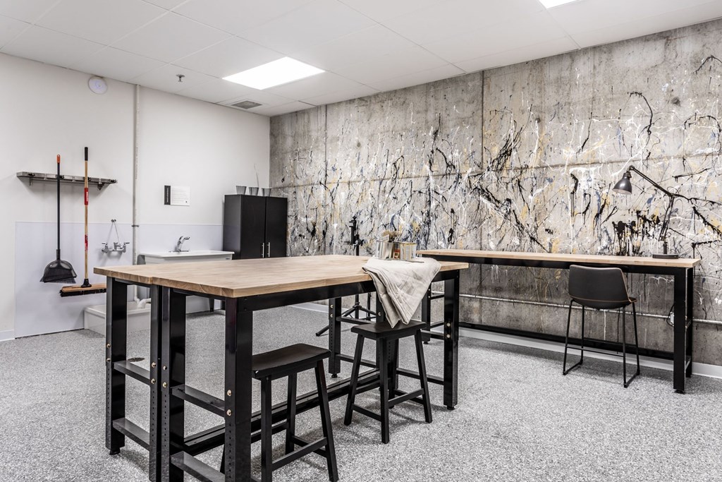 Table and chairat The MK, Indianapolis, 46220