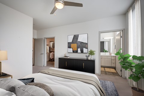 Bedroom at 747 Apartments, Indiana