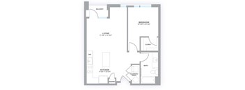 A1 - 1 Bedroom 1 Bath 687 Sq. Ft. Floor Plan at 747 Apartments, Indiana
