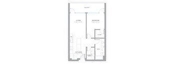 A2 - 1 Bedroom 1 Bath 756 Sq. Ft. Floor Plan at 747 Apartments, Indiana, 46202