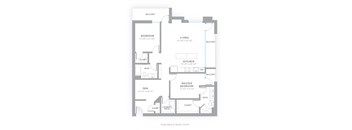 B2 - 2 Bedroom 2 Bath 1,342 Sq. Ft. Floor Plan at 747 Apartments, Indianapolis, IN, 46202