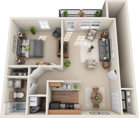 A2 - 1 Bedroom 1 Bath 767 Sq. Ft. Floor Plan at The Greyson, Hilliard, 43026