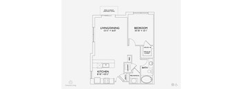 A4 floor plan Pine  at Penn Circle, Indiana