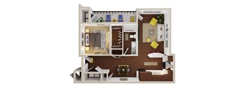 1 bed 1 bath A5 Floor Plan at CityView, North Kansas City, Missouri