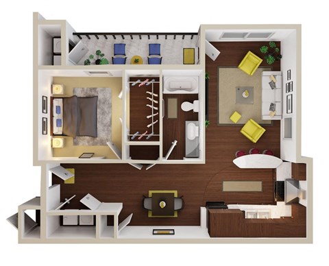 1 bed 1 bath A5 Floor Plan at CityView, North Kansas City, Missouri