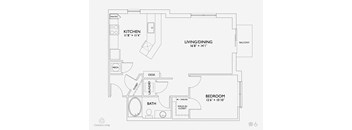 A6 floor plan at Penn Circle, Carmel, Indiana