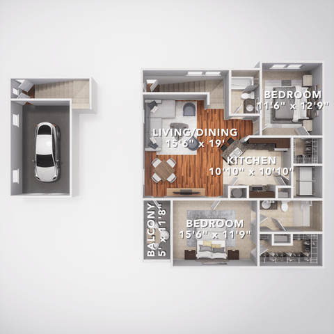 B2 Second Floor with Garage at Sovereign at Overland Park, Overland Park, KS 66213