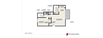 A1 Floor Plan at The Boulevard, Kansas