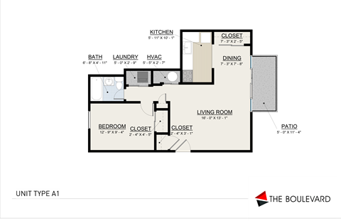 A1 Floor Plan at The Boulevard, Kansas