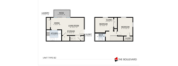 B2 Floor Plan at The Boulevard, Roeland Park, 66205