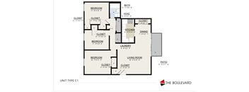 C1 Floor Plan at The Boulevard, Kansas, 66205