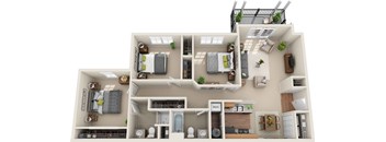 C1 - 3 Bedroom 2 Bath 1,063 Sq. Ft. Floor Plan at The Greyson, Hilliard, 43026