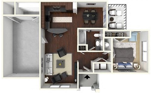 1 bed 1 bath A2 Floor Plan at CityView, North Kansas City, MO