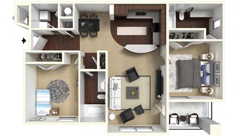 2 bed 2 bath B1 Floor Plan at CityView, North Kansas City, MO, 64116