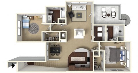 2 bed 2 bath B3 Floor Plan at CityView, North Kansas City