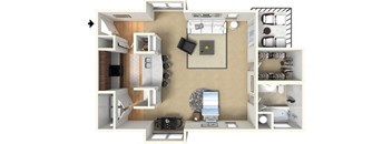 S1 Studio 1 bath Floor Plan at CityView, North Kansas City, Missouri