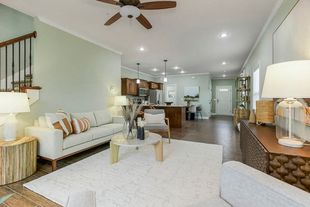 Living Room at Prairie Pines Townhomes, Shawnee, Kansas