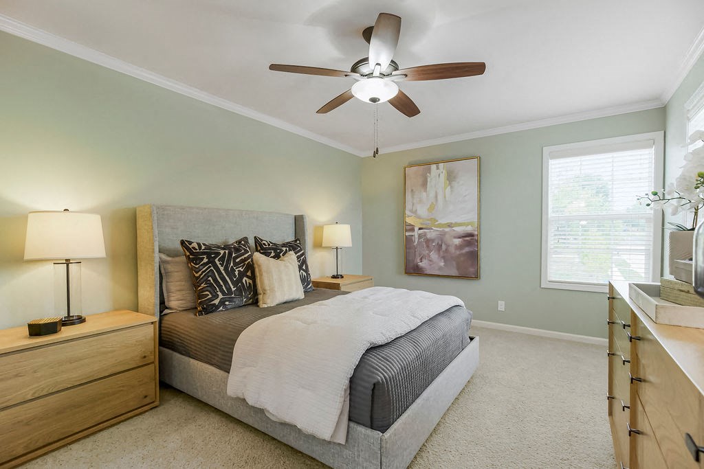 Bedroom With Ceiling Fan Bedroom With Ceiling Fan at Prairie Pines Townhomes, Kansas