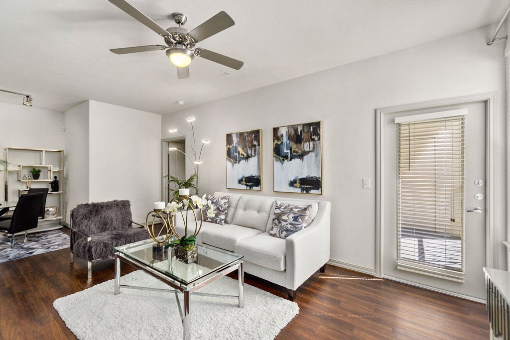 Living Area With Ceiling Fan at Discovery at Kingwood, Kingwood