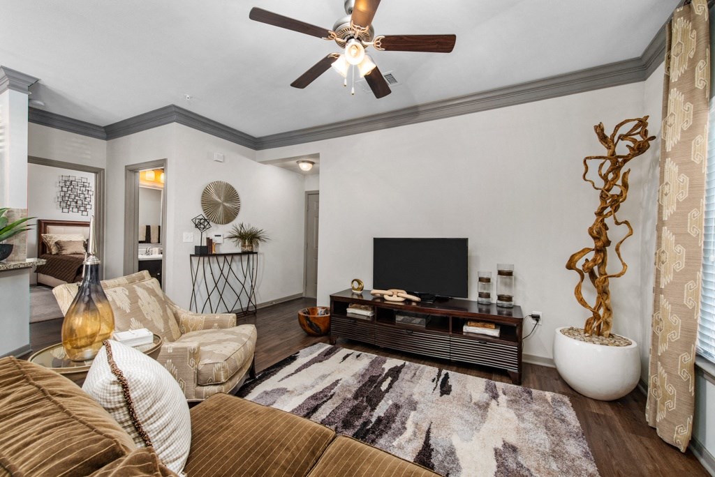 Living Room With TV at Avenues at Tuscan Lakes, Texas
