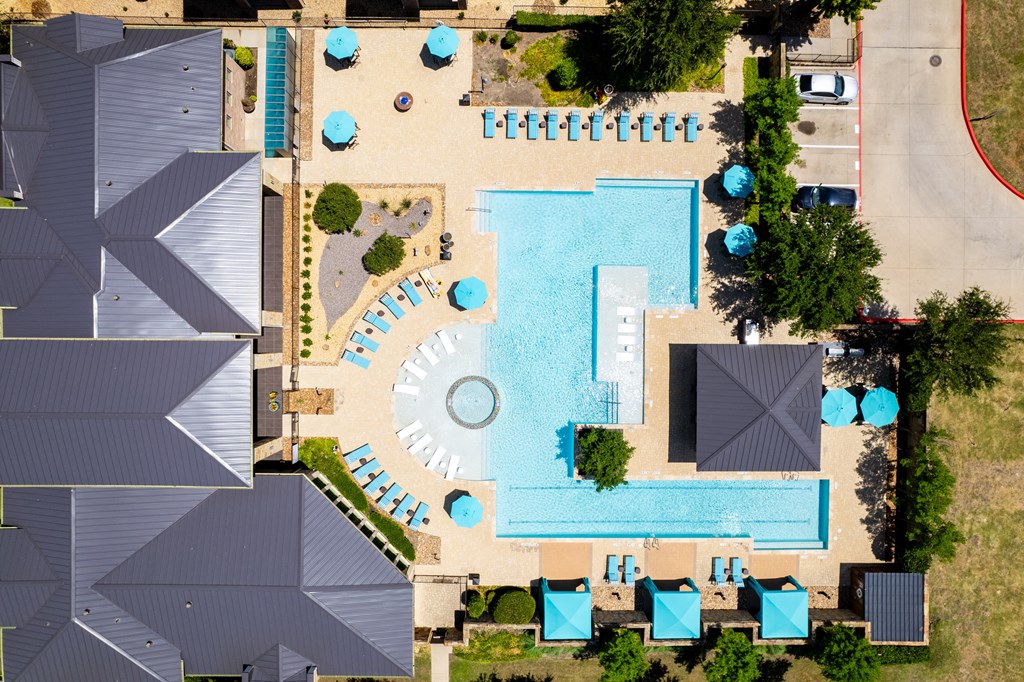 arial view of the pool at the resort at longboat key club at Discovery at Craig Ranch, McKinney, Texas