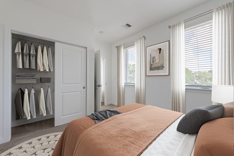 Bedroom with Large Bed at Edge 35 Apartments, Indianapolis, Indiana