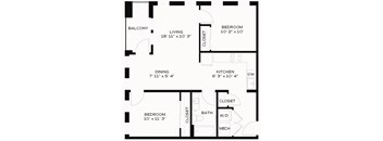 B1 - 2 Bedroom 1 Bath 852 Sq. Ft. Floor Planat Edge 35, Indianapolis