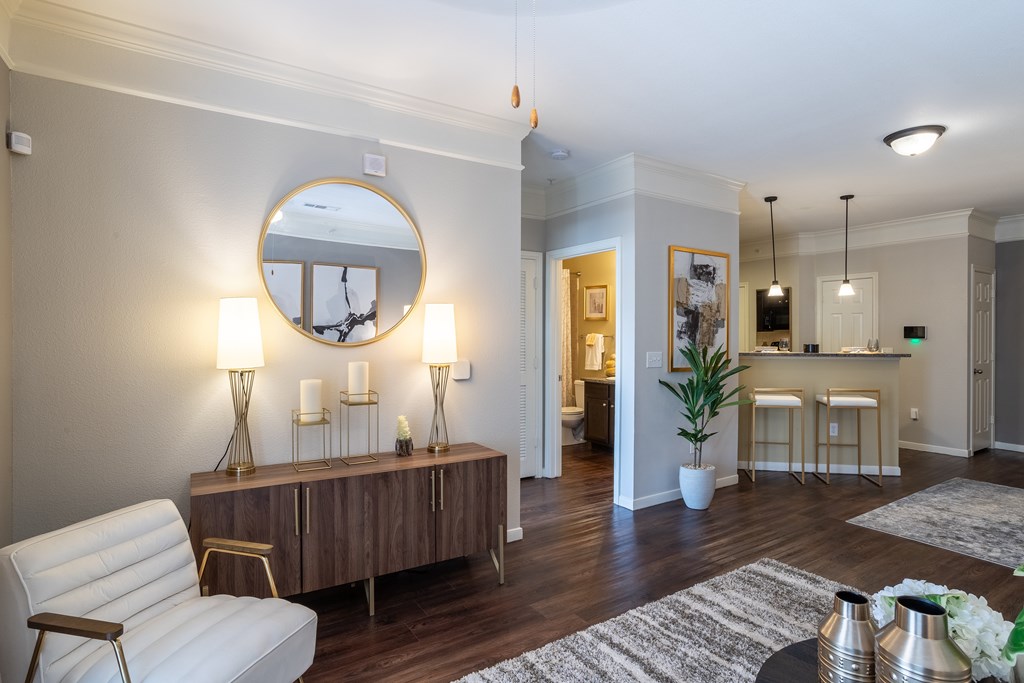 Mirror in Living room at Grand Villas at Cinco Ranch, Katy, Texas