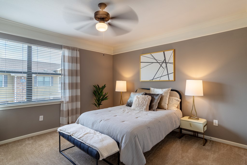 Bedroom with window at Grand Villas at Cinco Ranch, Katy, TX, 77494