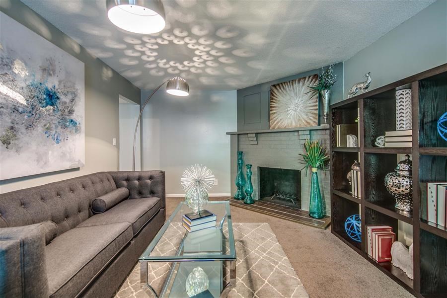 Fireplace Lounge at London House Apartments, Lenexa, Kansas
