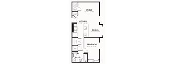 A1 - 1 Bedroom 1 Bath 750 Sq. Ft. Floor Plan at The MK, Indiana