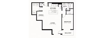 A5 - 1 Bedroom 1 Bath 884 Sq. Ft. Floor Plan at The MK, Indianapolis, 46220