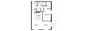 A6 - 1 Bedroom 1 Bath 890 Sq. Ft. Floor Plan at The MK, Indianapolis, Indiana