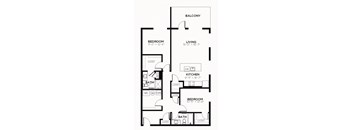 B4 - 2 Bedroom 2 Bath 1304 Sq. Ft. Floor Plan at The MK, Indianapolis, IN, 46220