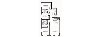 C3 - 3 Bedroom 2 Bath 1479 Sq. Ft. Floor Plan at The MK, Indianapolis