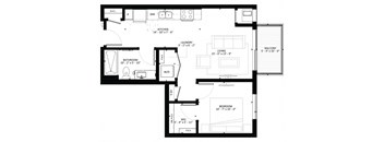 A1 1-Bedroom 1 bath Floor Plan at Marquee, Minnesota, 55403