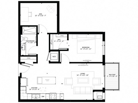 A11 1-Bedroom 1 bath Floor Plan at Marquee, Minneapolis, MN