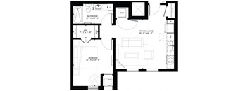 A2 1-Bedroom 1 bath Floor Plan at Marquee, Minneapolis, 55403