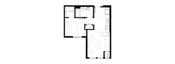 A3 1-Bedroom 1 bath Floor Plan at Marquee, Minneapolis, MN, 55403
