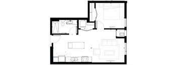 A4 1-Bedroom 1 bath Floor Plan at Marquee, Minnesota