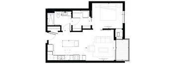 A5 1-Bedroom 1 bath Floor Plan at Marquee, Minneapolis, MN